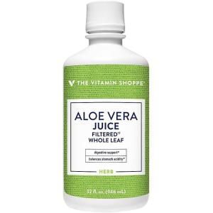 The Vitamin Shoppe Aloe Vera Juice – Digestive Comfort & Wellness | Whole Leaf Filtered No Water Added | 32 oz | Inner Fillet