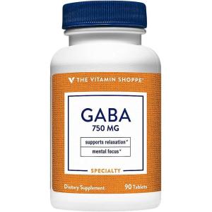 The Vitamin Shoppe GABA 750MG (Gamma-Aminobutyric Acid), Supports Relaxation, (180 Tablets)(90 Count (Pack of 1))