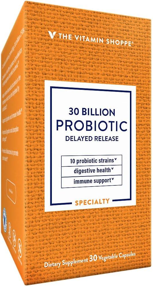 imageThe Vitamin Shoppe Probiotic Delayed Release 30 Billion with 10 Probiotic Strains to Support Digestive Immune amp Vaginal Health or Yeast Imbalance Shelf Stable 30 Veggie Caps