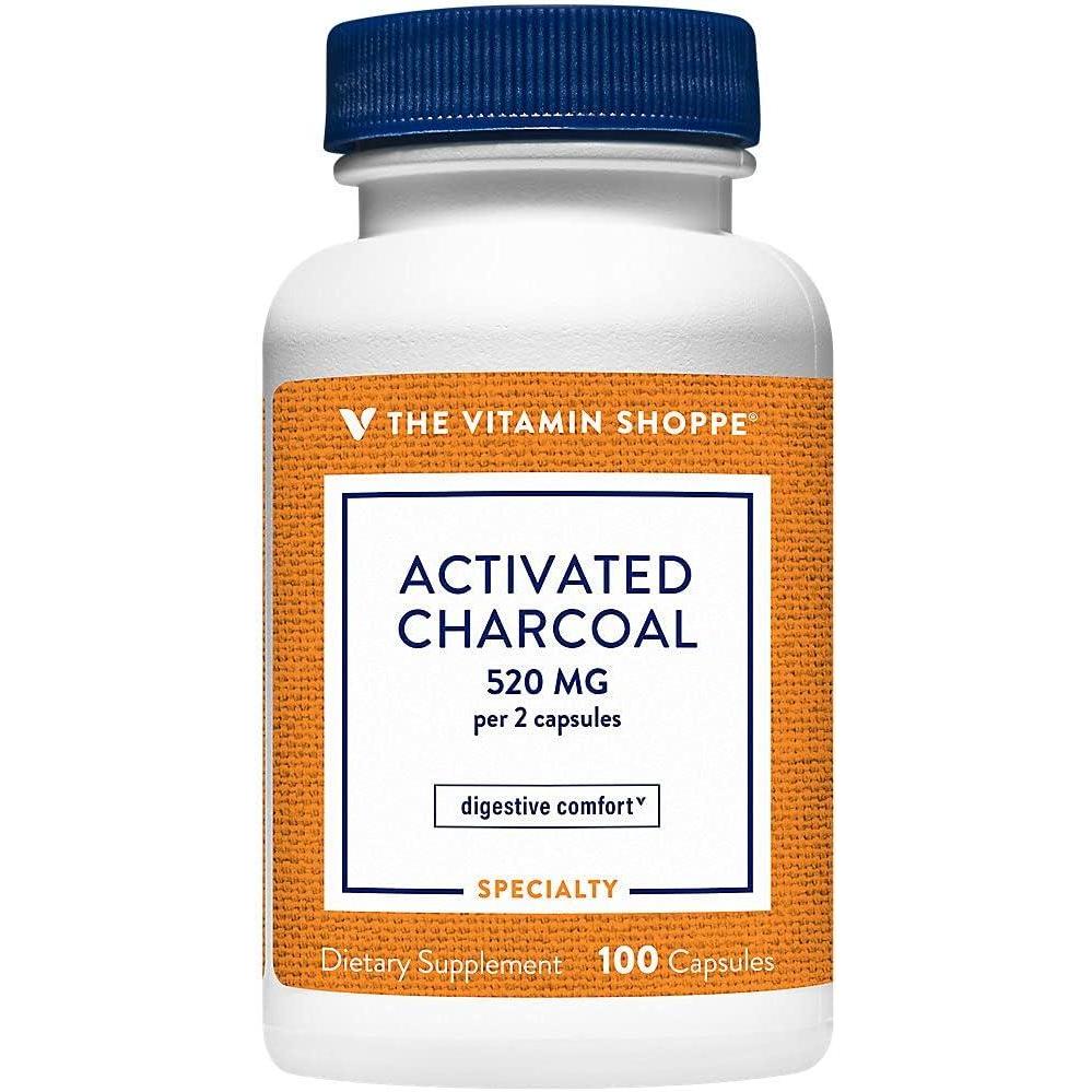 imageThe Vitamin Shoppe Activated Charcoal 520MG for Digestive Health 100 Capsules