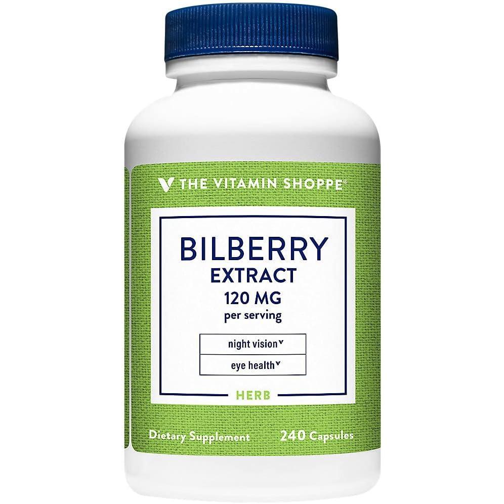 imageThe Vitamin Shoppe Bilberry Extract 120MG Antioxidant That Promotes 240 Capsules240 Count Pack of 1