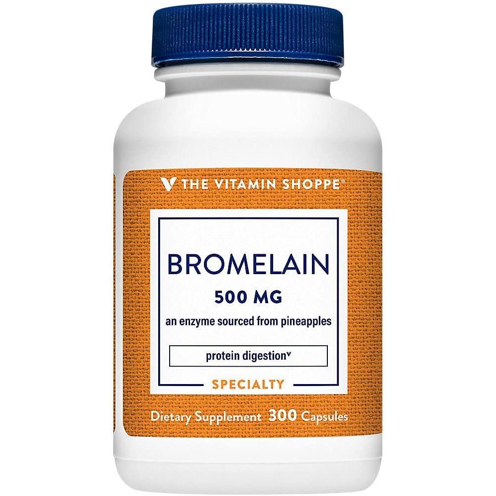 imageThe Vitamin Shoppe Bromelain 500mg 600 GDU  Protein Digestion amp Absorption  Pineapple Enzyme  300 Capsules  Digestive Support300 Count Pack of 1