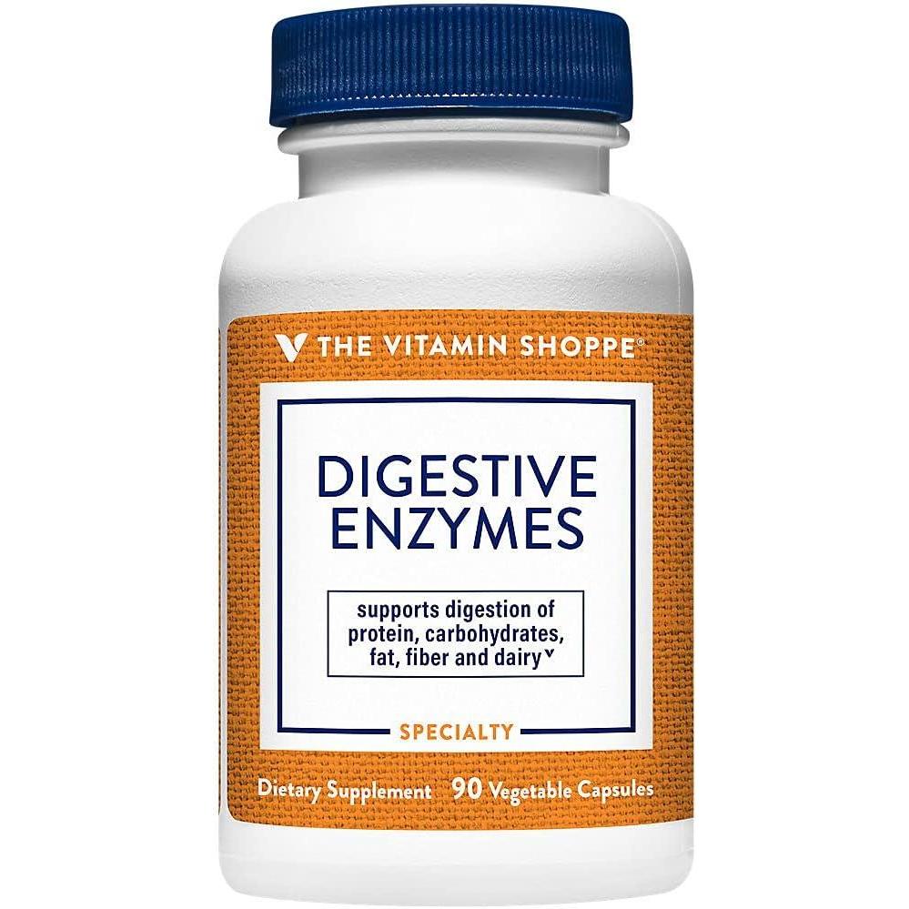 imageThe Vitamin Shoppe Digestive Enzymes Complete Digestive Support amp Bloating Relief PlantBased MultiEnzyme 90 Veggie Caps Vegan
