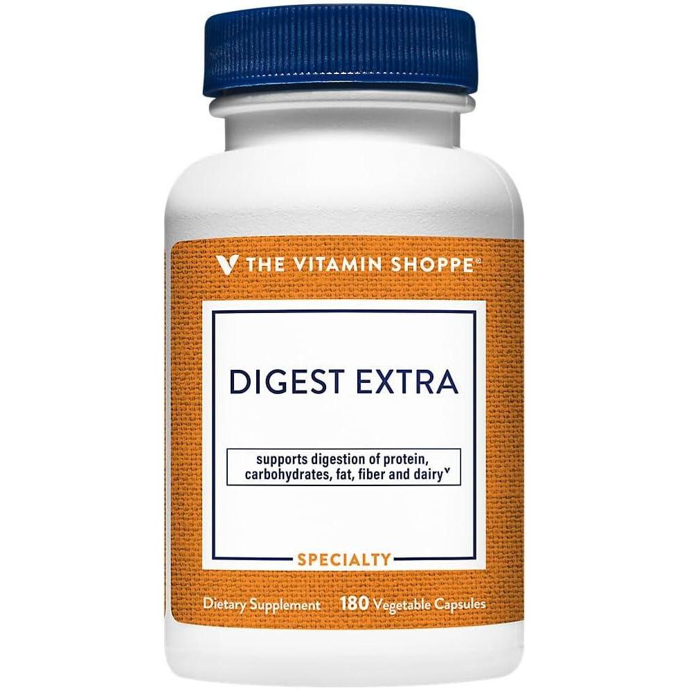 imageThe Vitamin Shoppe Digestive Enzymes Complete MultiEnzyme Formula Protein Fat Carb Digestion 180 Vegetable Capsules PlantBased180 Count Pack of 1