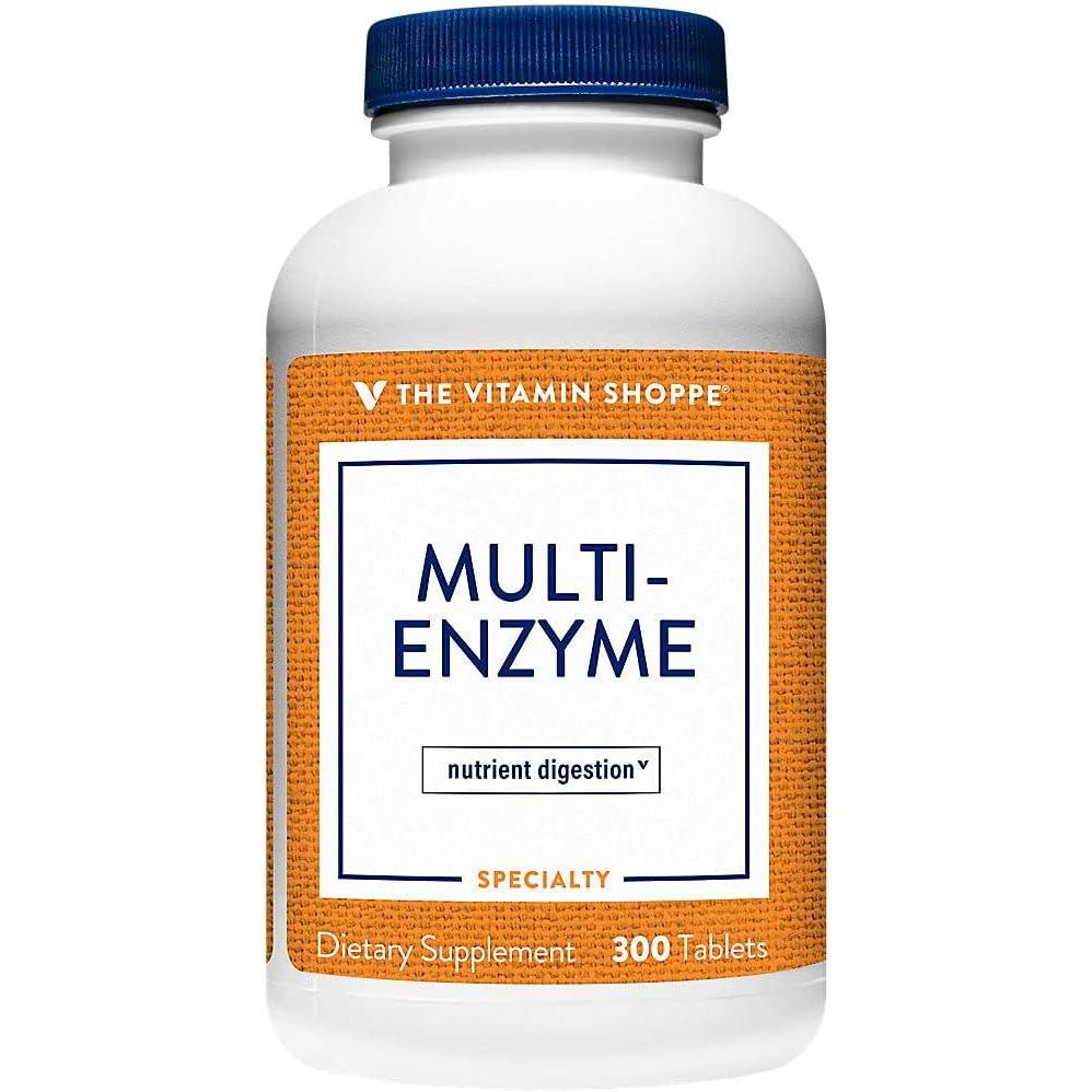imageThe Vitamin Shoppe Digestive Enzymes Complete MultiEnzyme Formula Protein Fat Carb Digestion 300 Tablets PlantBased