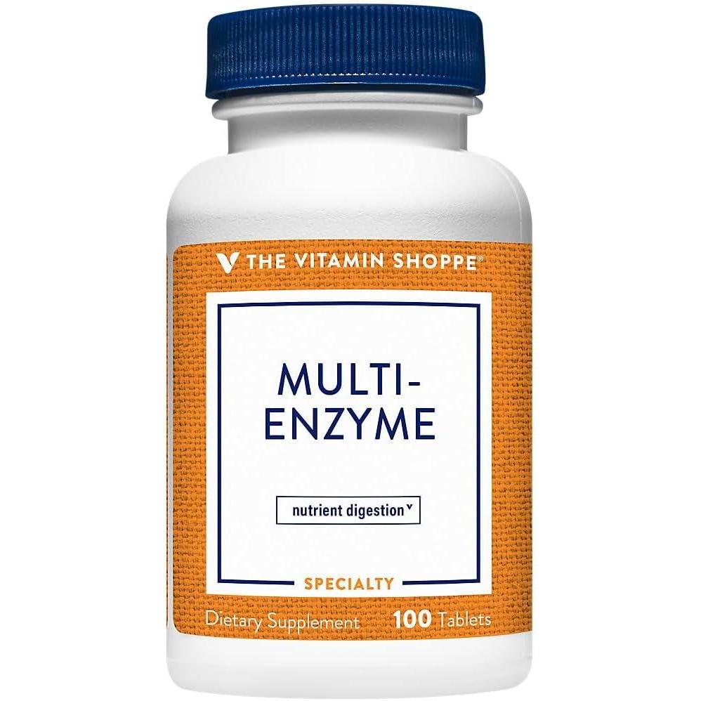imageThe Vitamin Shoppe Digestive Enzymes  Complete MultiEnzyme Formula  Protein Fat Carb Digestion  600 Tablets  PlantBased100 count Pack of 1