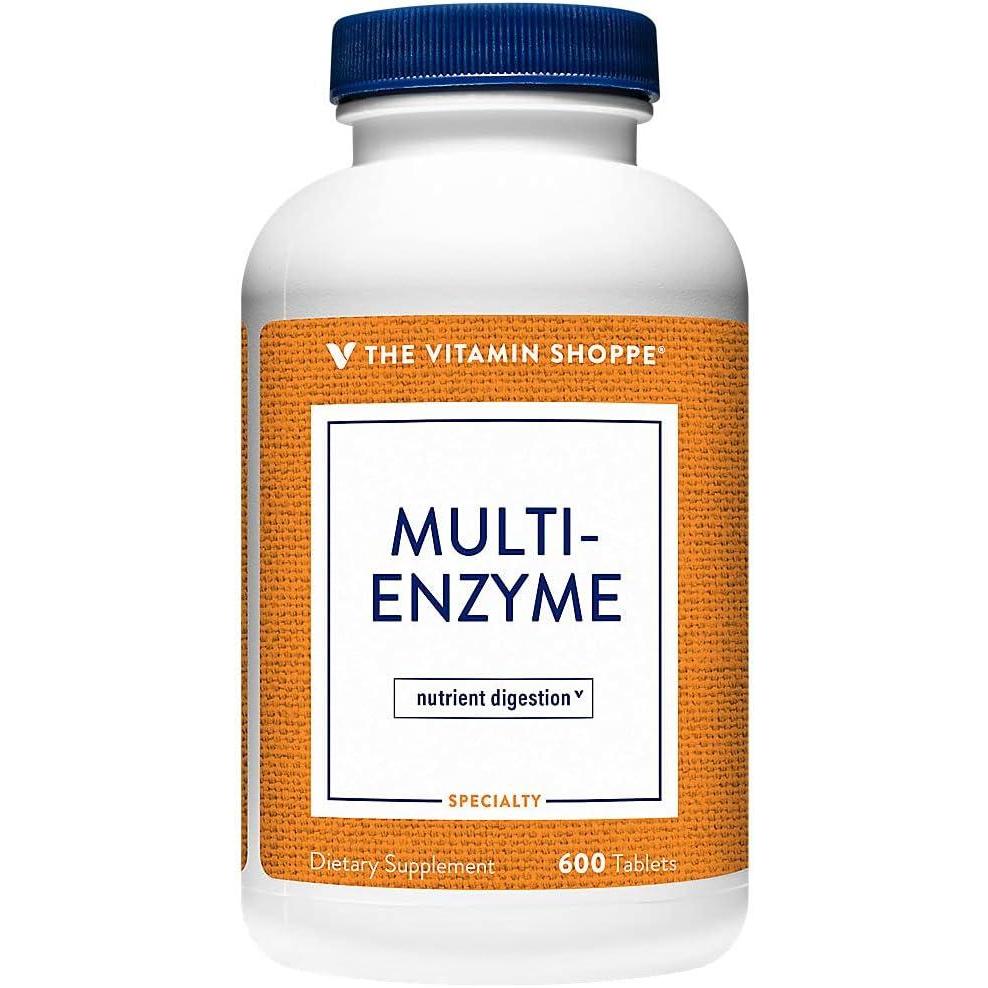 imageThe Vitamin Shoppe Digestive Enzymes  Complete MultiEnzyme Formula  Protein Fat Carb Digestion  600 Tablets  PlantBased600 Count Pack of 1