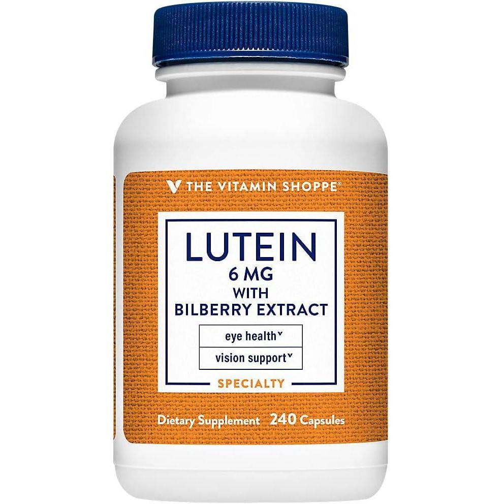 imageThe Vitamin Shoppe Lutein  Eye Health Vision Support amp Blue Light Protection Carotenoid Antioxidant 240 Capsules240 Count Pack of 1