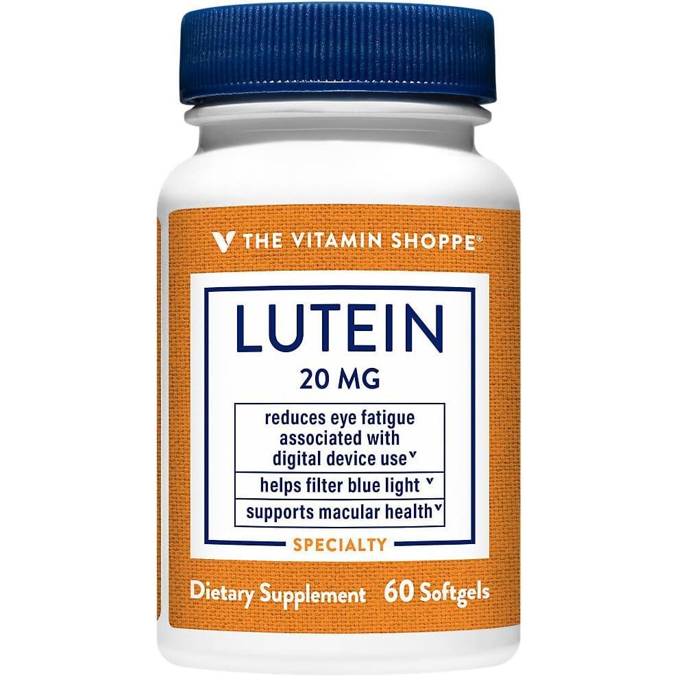 imageThe Vitamin Shoppe Lutein 20 MG Eye Health Vision Support amp Blue Light Protection Carotenoid Antioxidant 60 Softgels60 Count Pack of 1