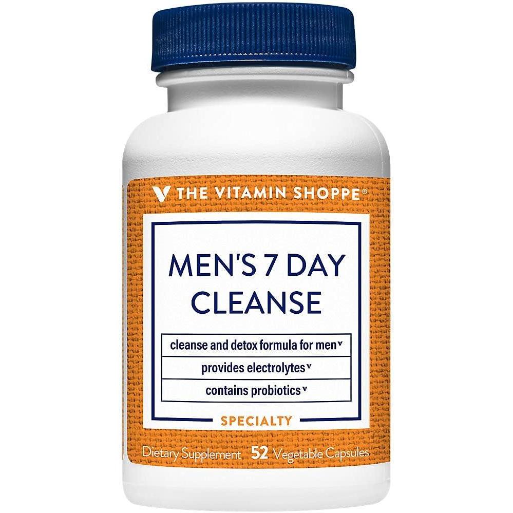 imageThe Vitamin Shoppe Mens 7Day Cleanse  Detox Formula  with Probiotics amp Electrolytes  52 Vegetable Capsules  Gentle Wellness