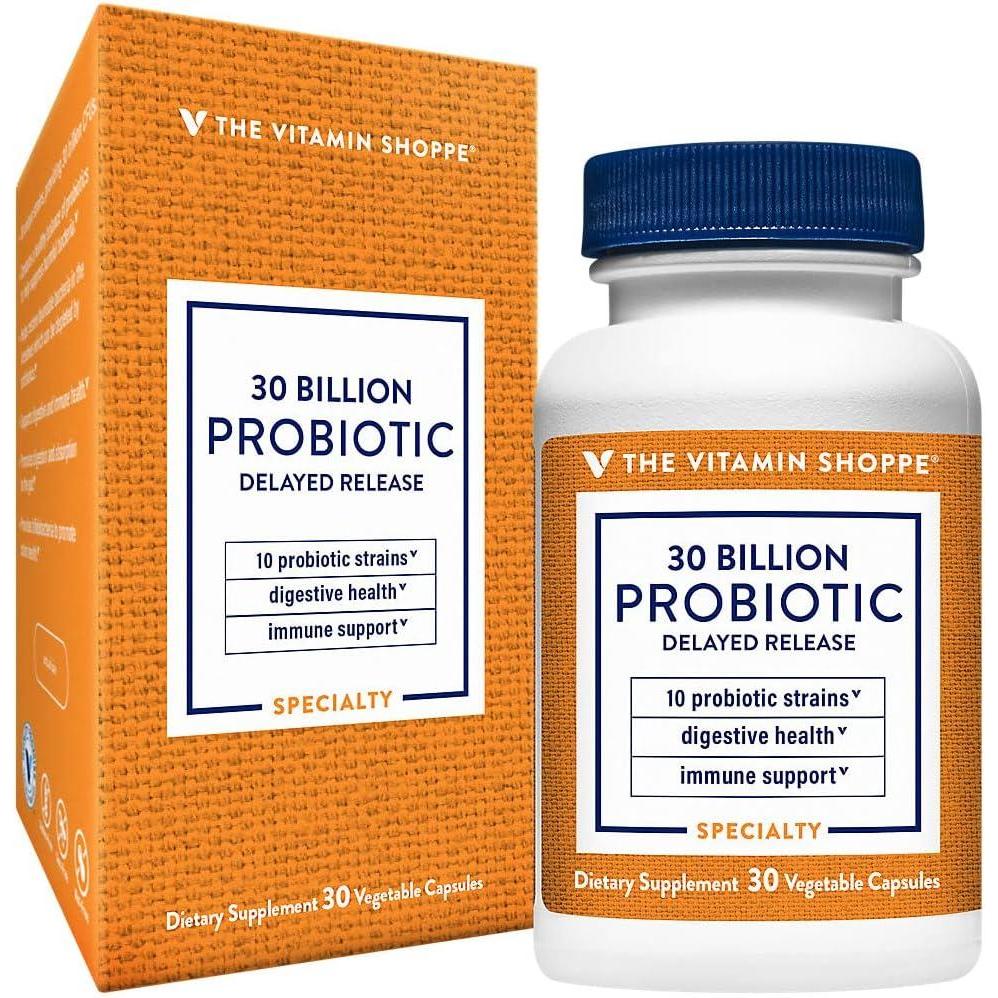 imageThe Vitamin Shoppe Probiotic Delayed Release 30 Billion with 10 Probiotic Strains to Support Digestive Immune amp Vaginal Health or Yeast Imbalance Shelf Stable 30 Veggie Caps