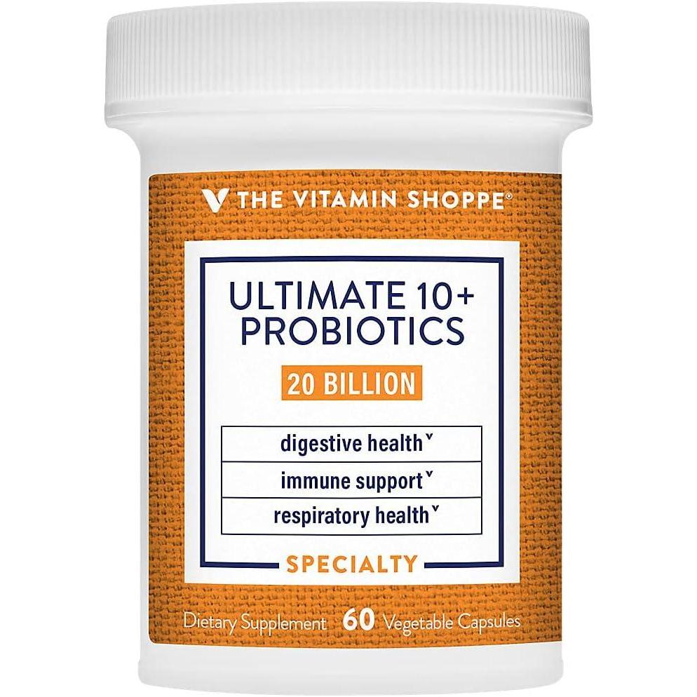 imageThe Vitamin Shoppe Ultimate 10 Probiotics 20 Billion CFU  10 Probiotic Strains for Digestive Health Immune amp Gut Support 60 Vegetable Capsule60 Count Pack of 1