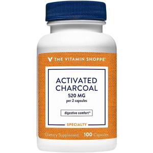The Vitamin Shoppe Activated Charcoal 520MG for Digestive Health (100 Capsules)