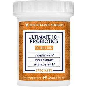 The Vitamin Shoppe Ultimate 10+ Probiotics 30 Billion CFU – 10 Probiotic Strains for Digestive Health, Immune & Gut Support (60 Vegetable Capsules)(60 Count (Pack of 1))