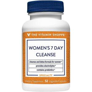 The Vitamin Shoppe Women’s 7-Day Cleanse – Detox Formula | with Probiotics & Electrolytes | 52 Vegetable Capsules | Gentle Wellness