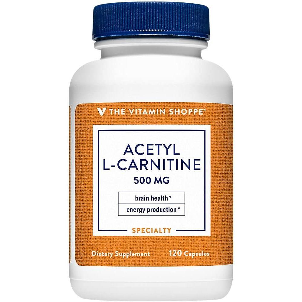 imageThe Vitamin Shoppe AcetylLCarnitine 500mg Supports Healthy Brain Memory 240 Capsules120 Count Pack of 1