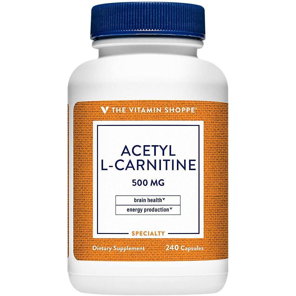 imageThe Vitamin Shoppe AcetylLCarnitine 500mg Supports Healthy Brain Memory 240 Capsules240 Count Pack of 1
