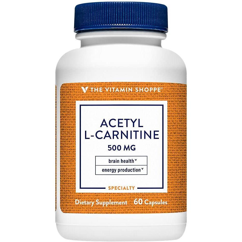 imageThe Vitamin Shoppe AcetylLCarnitine 500mg Supports Healthy Brain Memory 240 Capsules60 Count Pack of 1