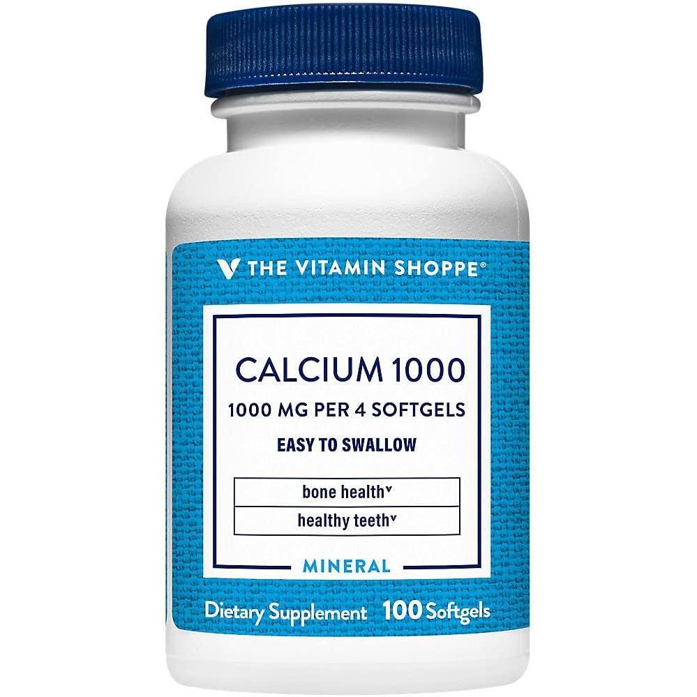 imageThe Vitamin Shoppe Calcium 1000MG Bone Strength Teeth Health amp Muscle Function Support Daily Mineral 300 Softgels100 Count Pack of 1