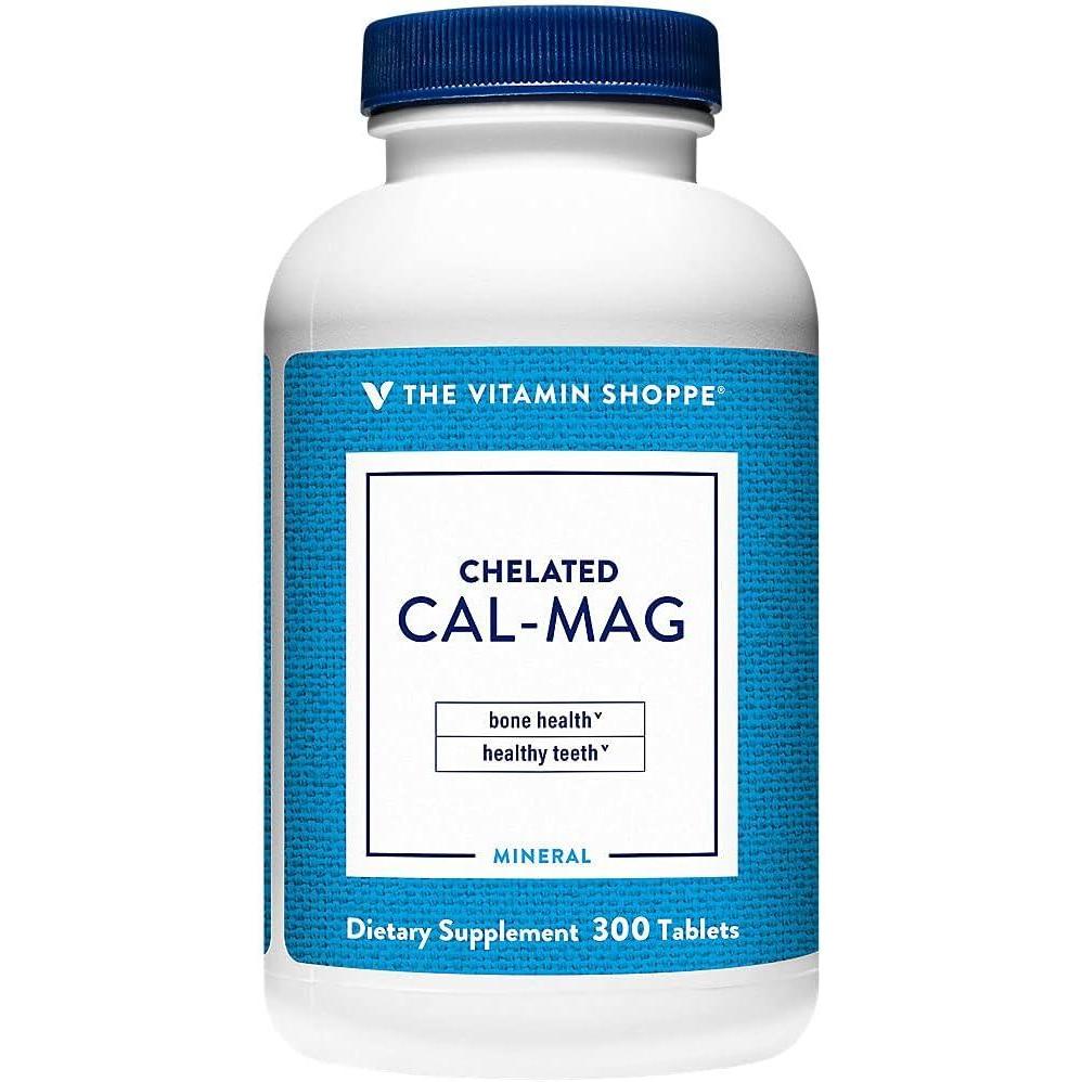imageThe Vitamin Shoppe Calcium Magnesium 21 Bone Support Chelated CalMag with Vitamin D 300 Tablets Highly Absorbable