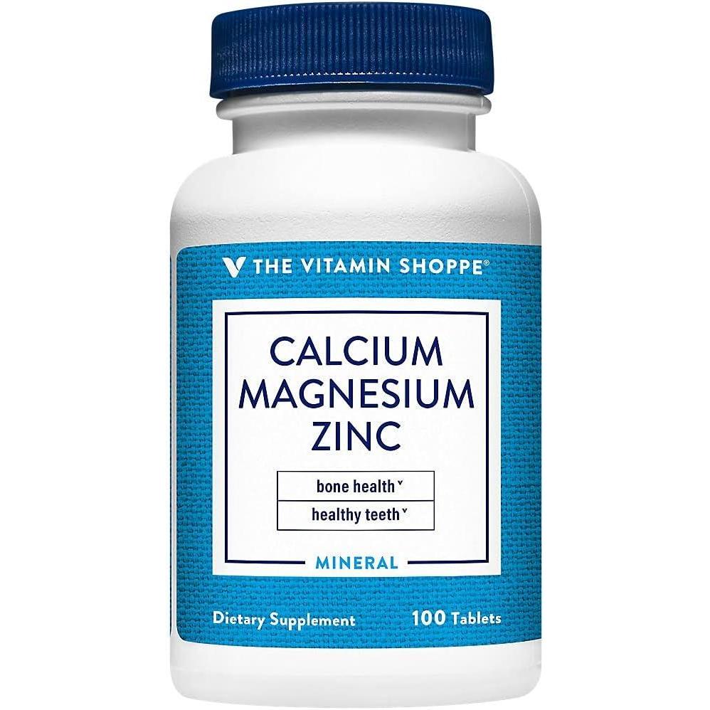 imageThe Vitamin Shoppe CalciumMagnesiumZinc with Vitamin D Bone Immune amp Cellular Health 300 Tablets GlutenFree100 Count Pack of 1