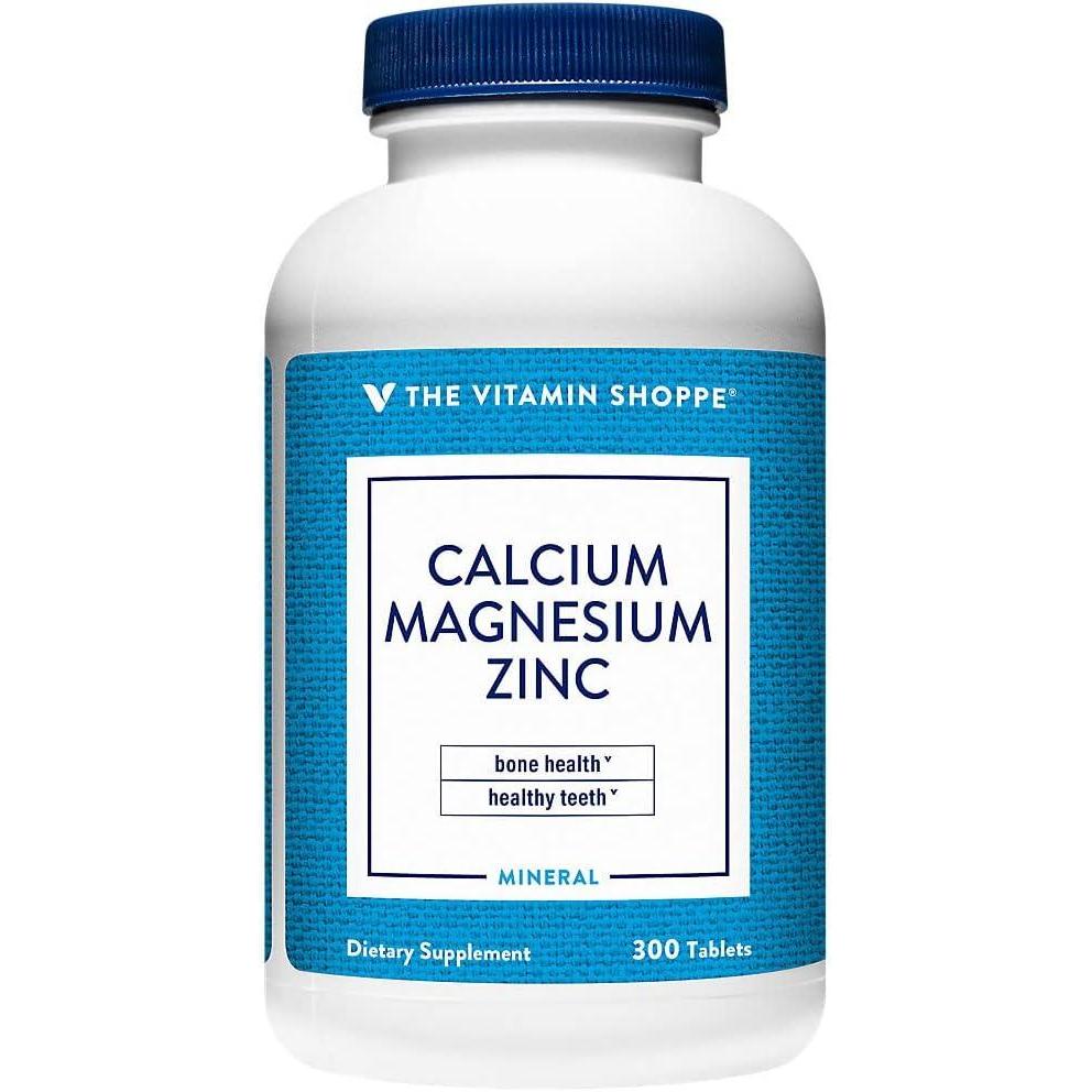 imageThe Vitamin Shoppe CalciumMagnesiumZinc with Vitamin D Bone Immune amp Cellular Health 300 Tablets GlutenFree300 Count Pack of 1