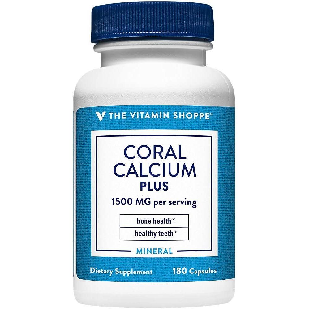 imageThe Vitamin Shoppe Coral Calcium Plus 1500MG Eco Safe Source of Calcium Magnesium amp Trace Minerals to Support Healthy Bones and Teeth 180 Capsules