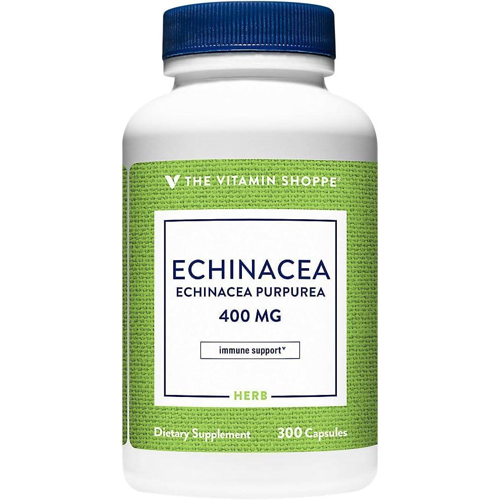 imageThe Vitamin Shoppe Echinacea 400MG  Immune System Support Seasonal Wellness amp Respiratory Health 300 Capsules