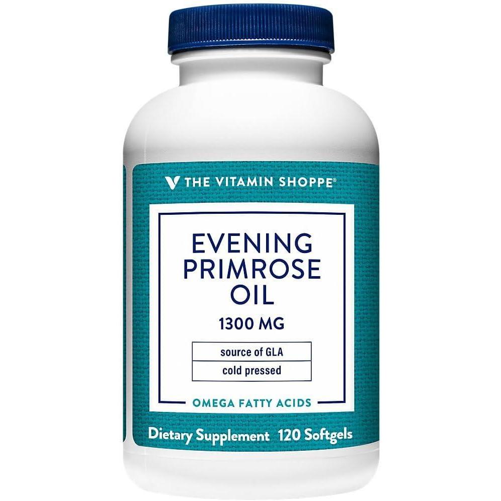 imageThe Vitamin Shoppe Evening Primrose Oil 500mg GLA Omega6 Womens Hormonal Balance 120 Softgels ColdPressed1300 MG Pack of 1