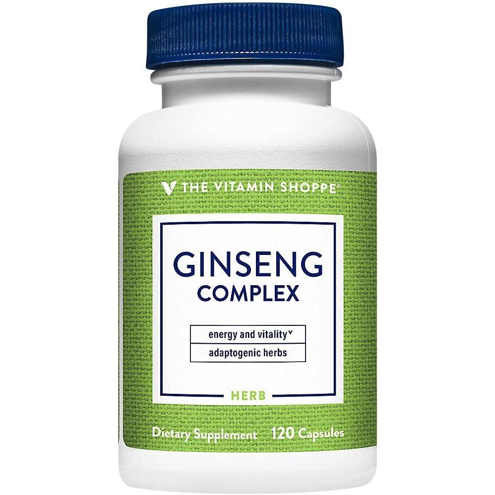 imageThe Vitamin Shoppe Ginseng Energy Support Mental Clarity amp Adaptogenic Wellness 120 Capsules120 Count Pack of 1
