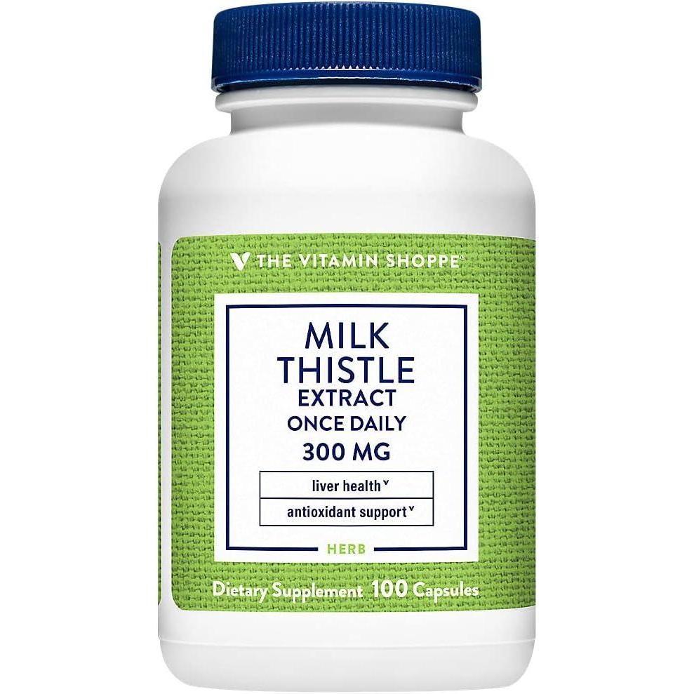 imageThe Vitamin Shoppe Milk Thistle 70MG  Liver Health Support Detoxification amp Antioxidant Protection 100 Capsules100 Count Pack of 1
