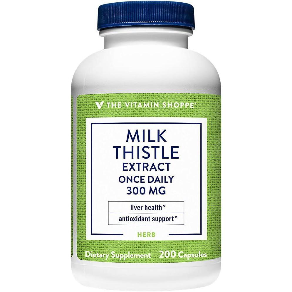 imageThe Vitamin Shoppe Milk Thistle 70MG Liver Health Support Detoxification amp Antioxidant Protection 100 Capsules200 Count Pack of 1
