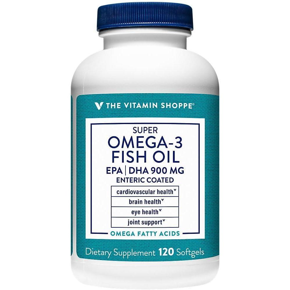 imageThe Vitamin Shoppe Omega 3 Fish Oil 1290MG EPA DHA Heart Health Brain Function amp Joint Support Molecularly Distilled 120 Softgels120 count Pack of 1