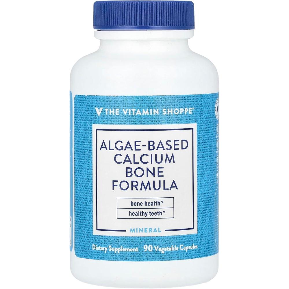 imageThe Vitamin Shoppe PlantBased Algae Calcium Bone Health Formula with Magnesium D3 K2 90 Veggie Caps Vegan Whole Food