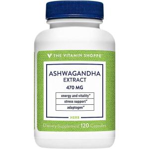 The Vitamin Shoppe Ashwagandha 470MG – Stress Support, Energy & Adaptogenic Wellness, Root Extract (60 Capsules)(120 Count (Pack of 1))