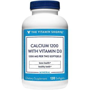 The Vitamin Shoppe Calcium 1,200MG – with Vitamin D3 for Bone Strength, Teeth Health & Overall Support, Daily Mineral (240 Softgels)(120 Count (Pack of 1))