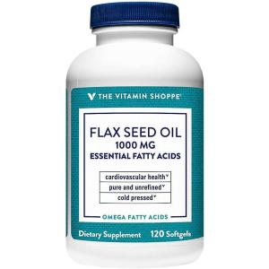The Vitamin Shoppe Certified Organic Flax Seed Oil 1,000MG, (240 Softgels)(120 Count (Pack of 1))