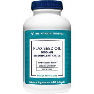 The Vitamin Shoppe Certified Organic Flax Seed Oil 1,000MG, (240 Softgels)(240 Count (Pack of 1))