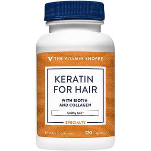 The Vitamin Shoppe Keratin for Hair with Biotin Collagen – Strong Healthy Hair | Hair Luster & Shine | 120 Capsules | Beauty