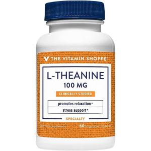 The Vitamin Shoppe L-Theanine 100MG – Calm Focus, Stress Support & Relaxation, Amino Acid from Green Tea (120 Capsules)(60 Count (Pack of 1))