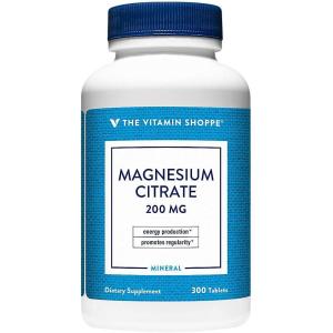 The Vitamin Shoppe Magnesium Citrate 200MG – Muscle Relaxation, Bone Health & Energy Production, Highly Absorbable (300 Tablets)(300 count (Pack of 1))