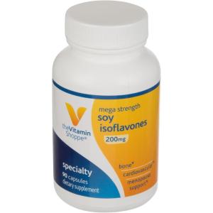 The Vitamin Shoppe Mega Strength Soy Isoflavones 200MG, Menopause Support, Supports Bone and Cardiovascular, Women’s Health, Derived from Soybeans (90 Capsules)