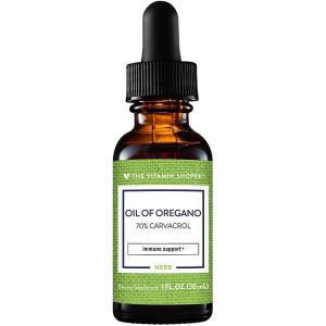 The Vitamin Shoppe Oil of Oregano Liquid 21mg – Immune System Defense | 70% Carvacrol Drops | 1 oz Dropper | Wild Mediterranean