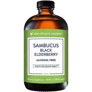 The Vitamin Shoppe Sambucus Black Elderberry Extract Liquid – Immune & Seasonal Support | Concentrated Formula | 8 oz | Great Taste(16 Fl Oz (Pack of 1))