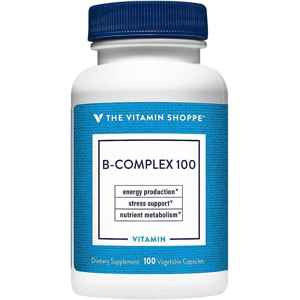 imageThe Vitamin Shoppe BComplex 100  Complete B Vitamin Formula  Energy Metabolism amp Nervous System  300 Veggie Caps  High Potency100 Count Pack of 1