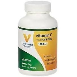 The Vitamin Shoppe C-1000 with Rose HIPS 600 Tablets (600 Tablets)(100 Count (Pack of 1))