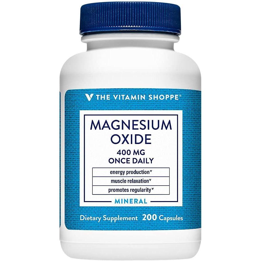 imageThe Vitamin Shoppe Magnesium 400MG  Muscle Relaxation Bone Health amp Energy Production Support Daily Mineral 200 Capsules