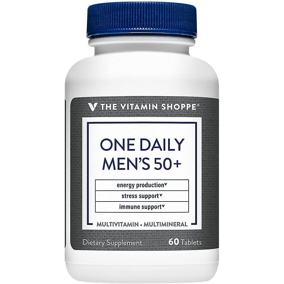 imageThe Vitamin Shoppe Once e Daily Mens 50 Multivitamin MultiMineral  Antioxidant Supplement Supports Energy Production Vision and Immune Health 60 Tablets