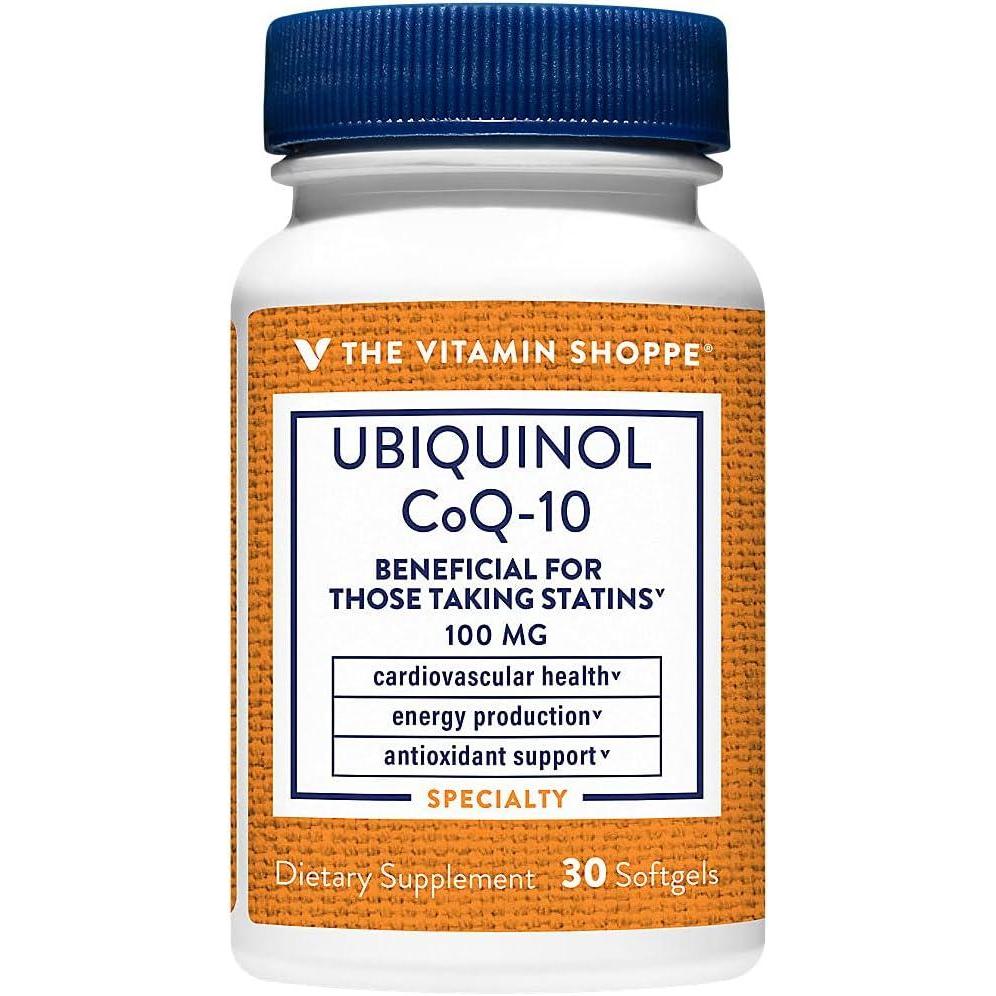 imageThe Vitamin Shoppe Ubiquinol CoQ10 100mg Beneficial for Those 120 Softgels30 Count Pack of 1