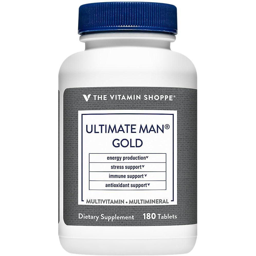 imageThe Vitamin Shoppe Ultimate Man Multivitamin High Potency Daily Multi with Energy Blend Complete Nutrition for Men 90 Tablets180 count Pack of 1